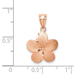 14K Rose Brushed Diamond-cut Plumeria Pendant