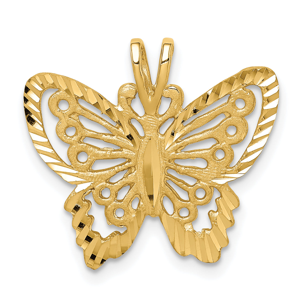 14K Brushed & Diamond-cut Butterfly Pendant