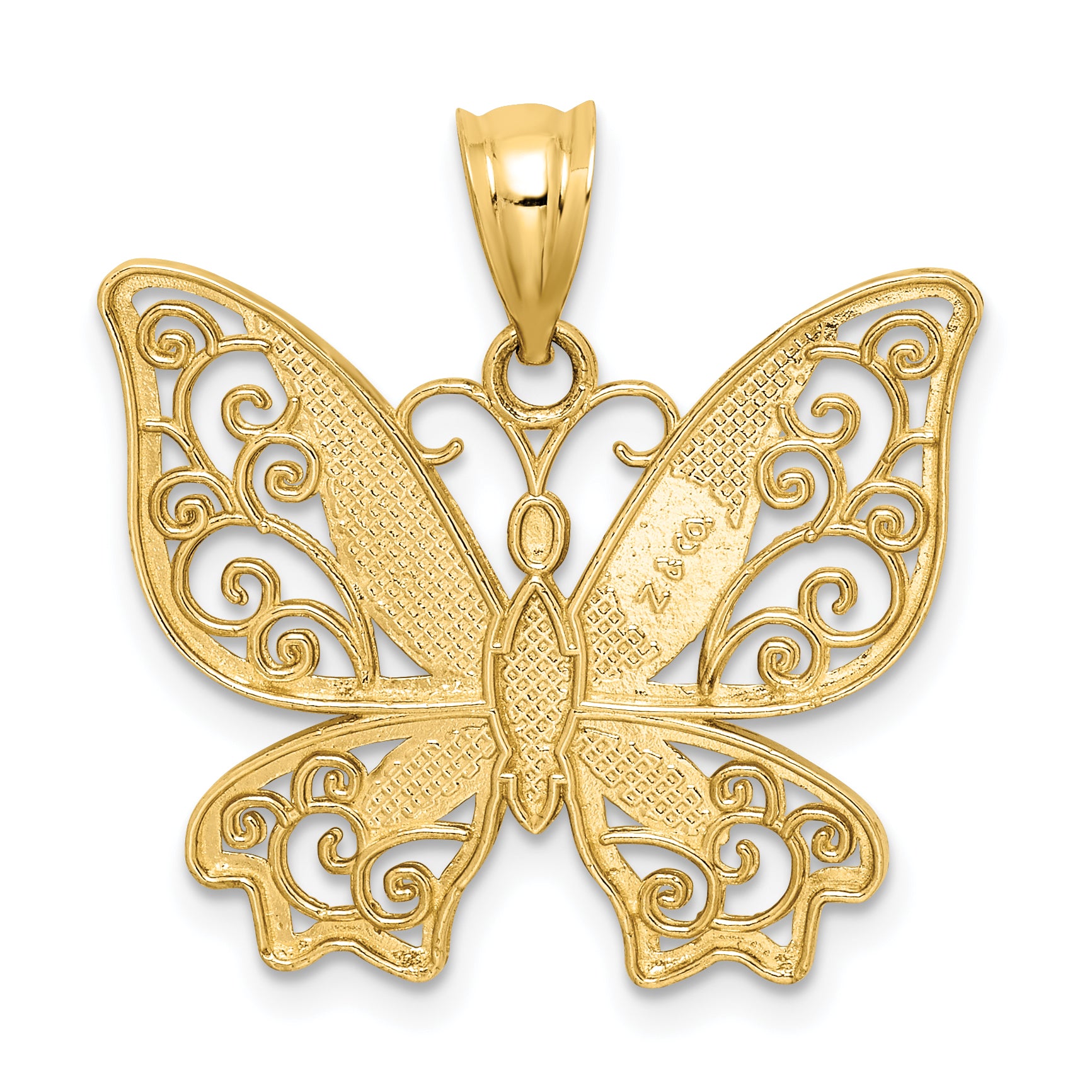 14K Polished Butterfly Pendant