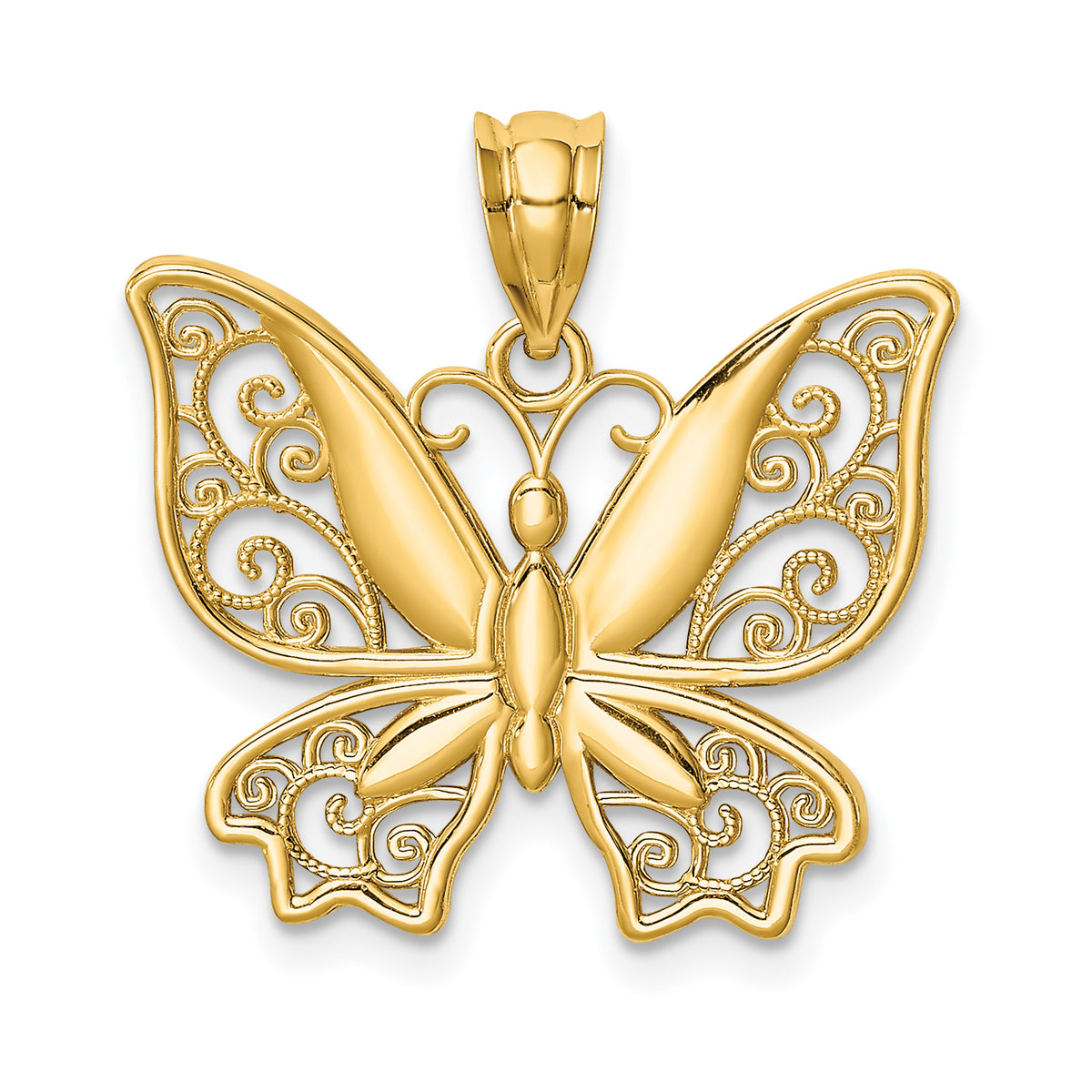 14K Polished Butterfly Pendant