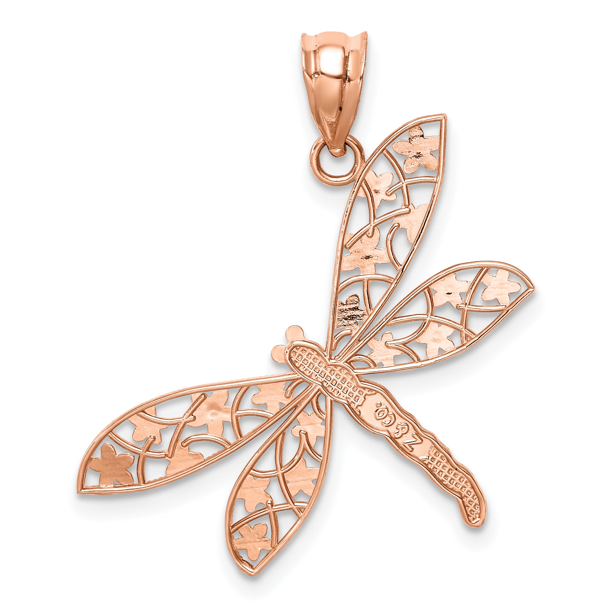 14K Rose Polished Dragonfly Pendant