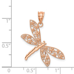 14K Rose Polished Dragonfly Pendant