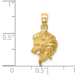 14K Brushed Diamond-cut Lion Head Pendant