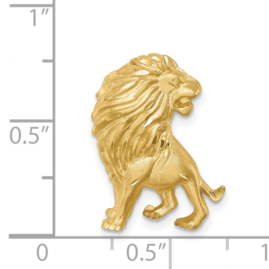 14K Brushed Diamond-cut Lion Chain Slide