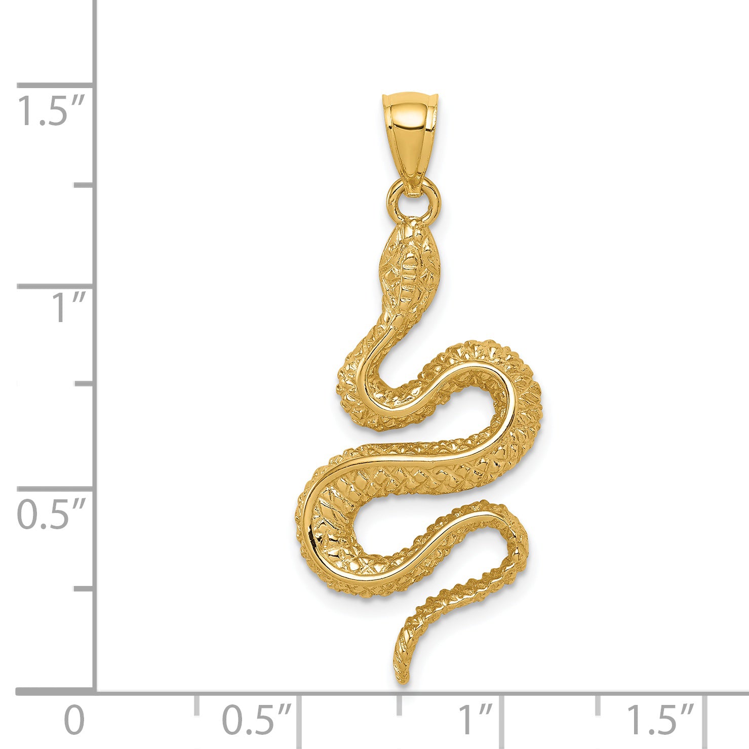 14K Polished Textured Snake Pendant