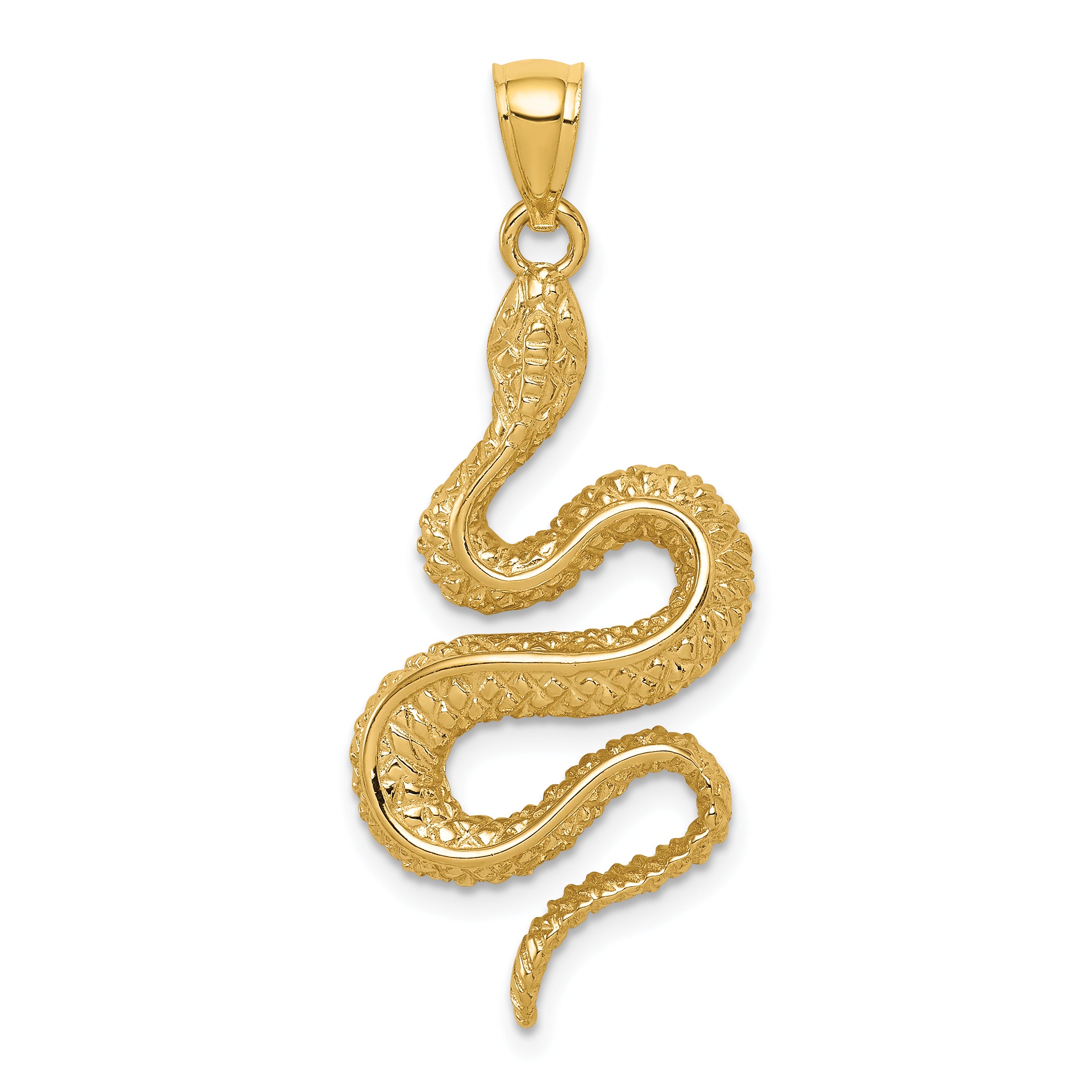 14K Polished Textured Snake Pendant