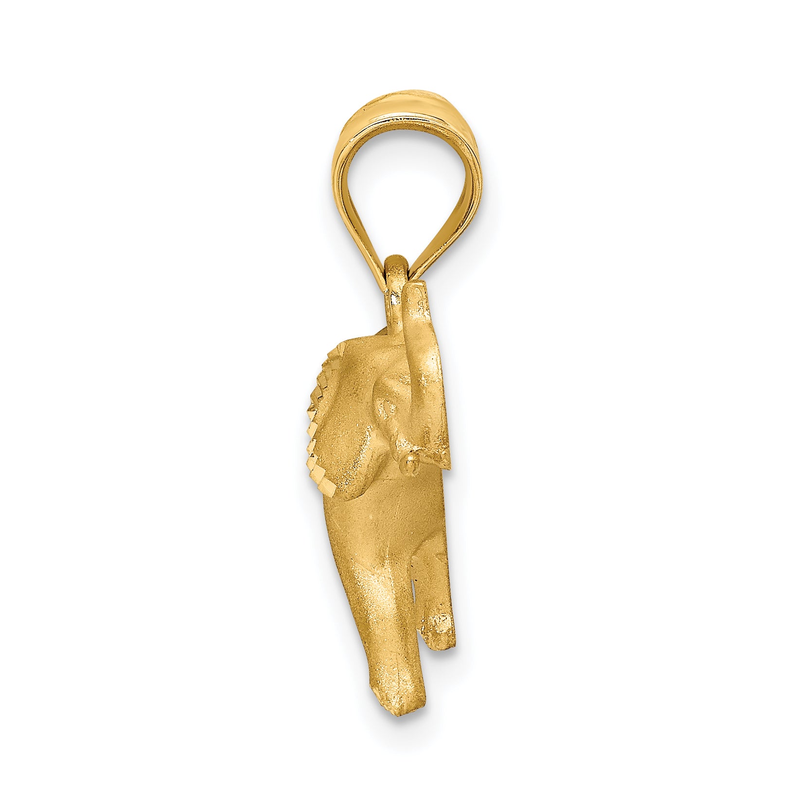 14K Brushed Diamond-cut Elephant Pendant