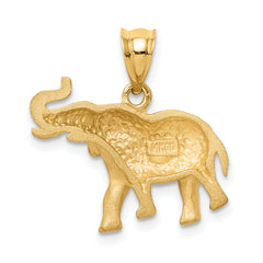 14K Brushed Diamond-cut Elephant Pendant