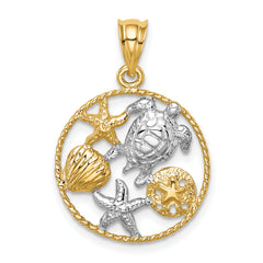 14K w/White Rhodium Polished Sealife Pendant