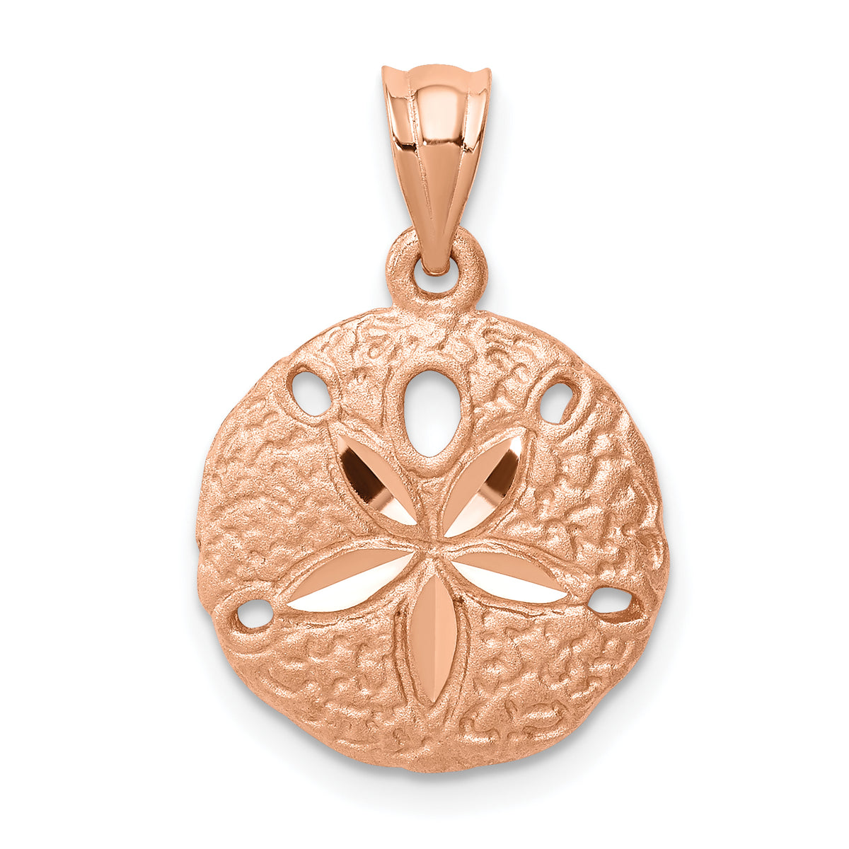 14K Rose Brushed Diamond-Cut Sand Dollar Pendant