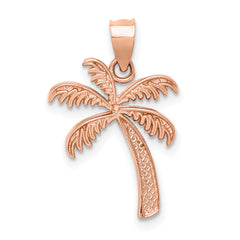 14K Rose Polished Palm Tree Pendant