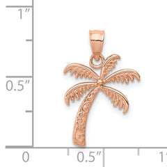 14K Rose Polished Palm Tree Pendant