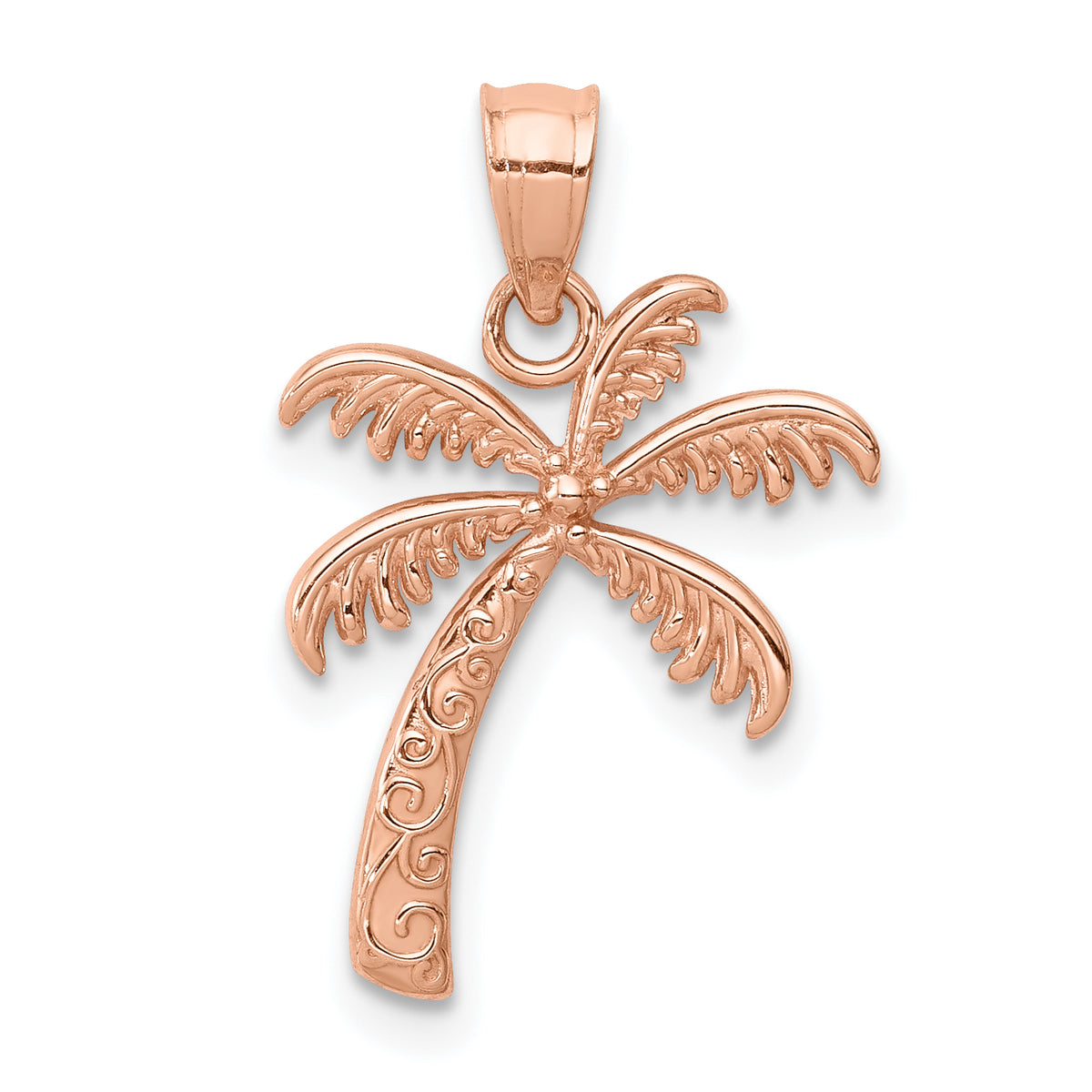 14K Rose Polished Palm Tree Pendant