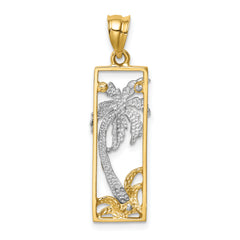 14K Two-tone Palm Tree Pendant