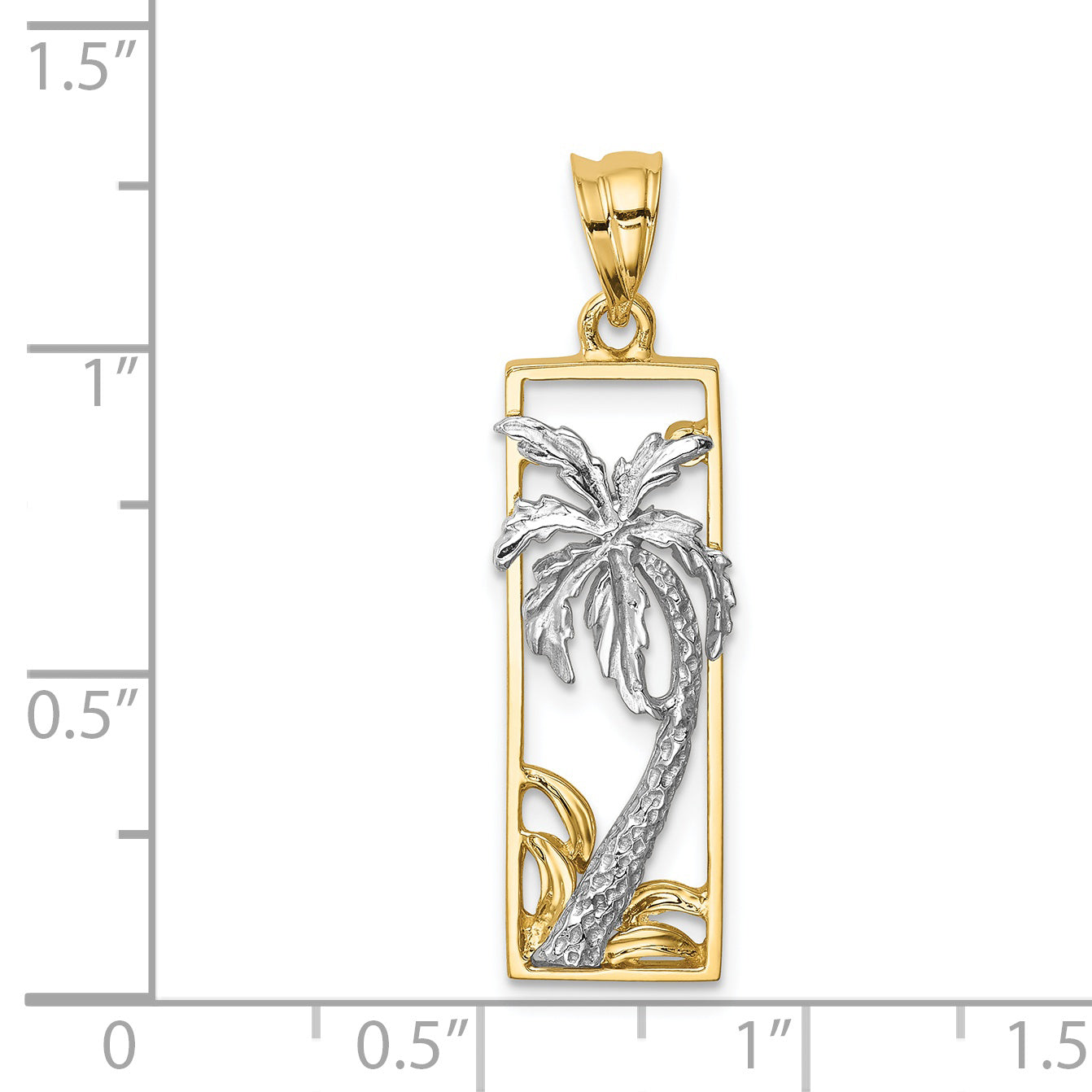 14K Two-tone Palm Tree Pendant