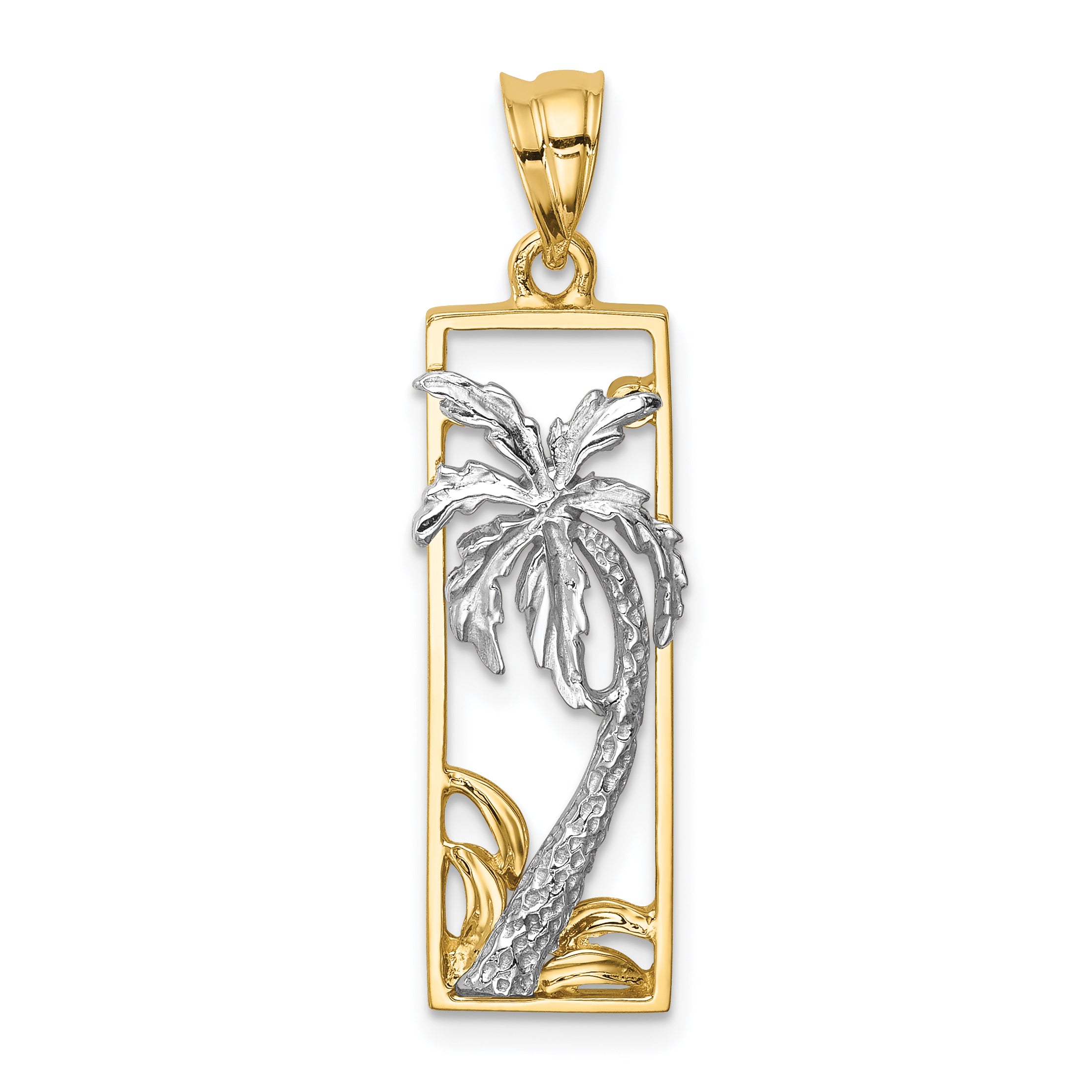 14K Two-tone Palm Tree Pendant