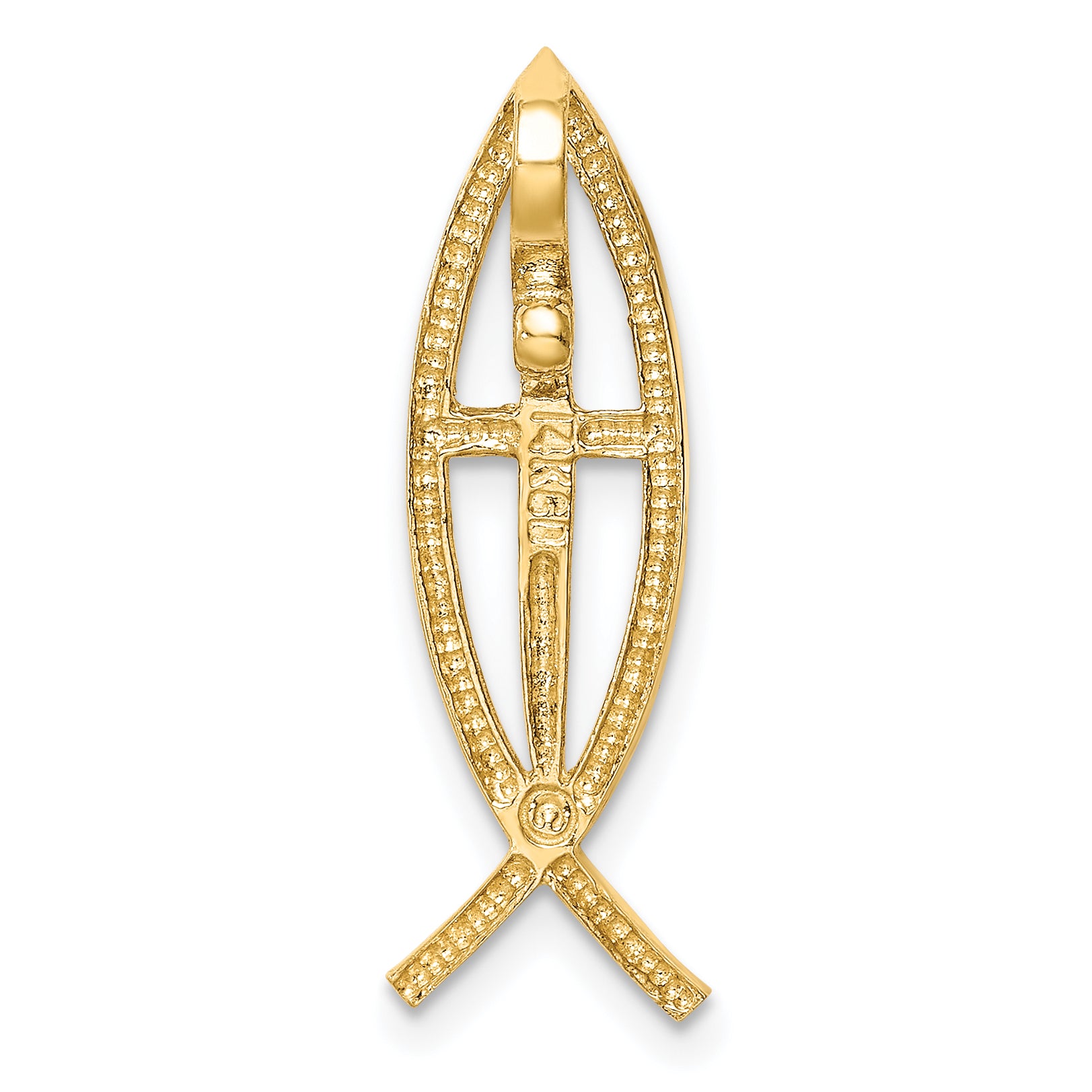 14K Polished Ichthus Cross Fish Slide