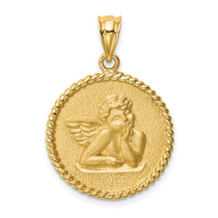 14K Brushed Angel Pendant