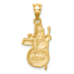 14K Diamond-cut Brushed and Polished Snowman Pendant