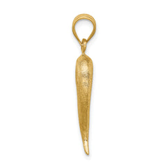 14K Brushed 3D Italian Horn Pendant