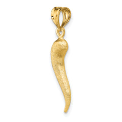 14K Brushed 3D Italian Horn Pendant