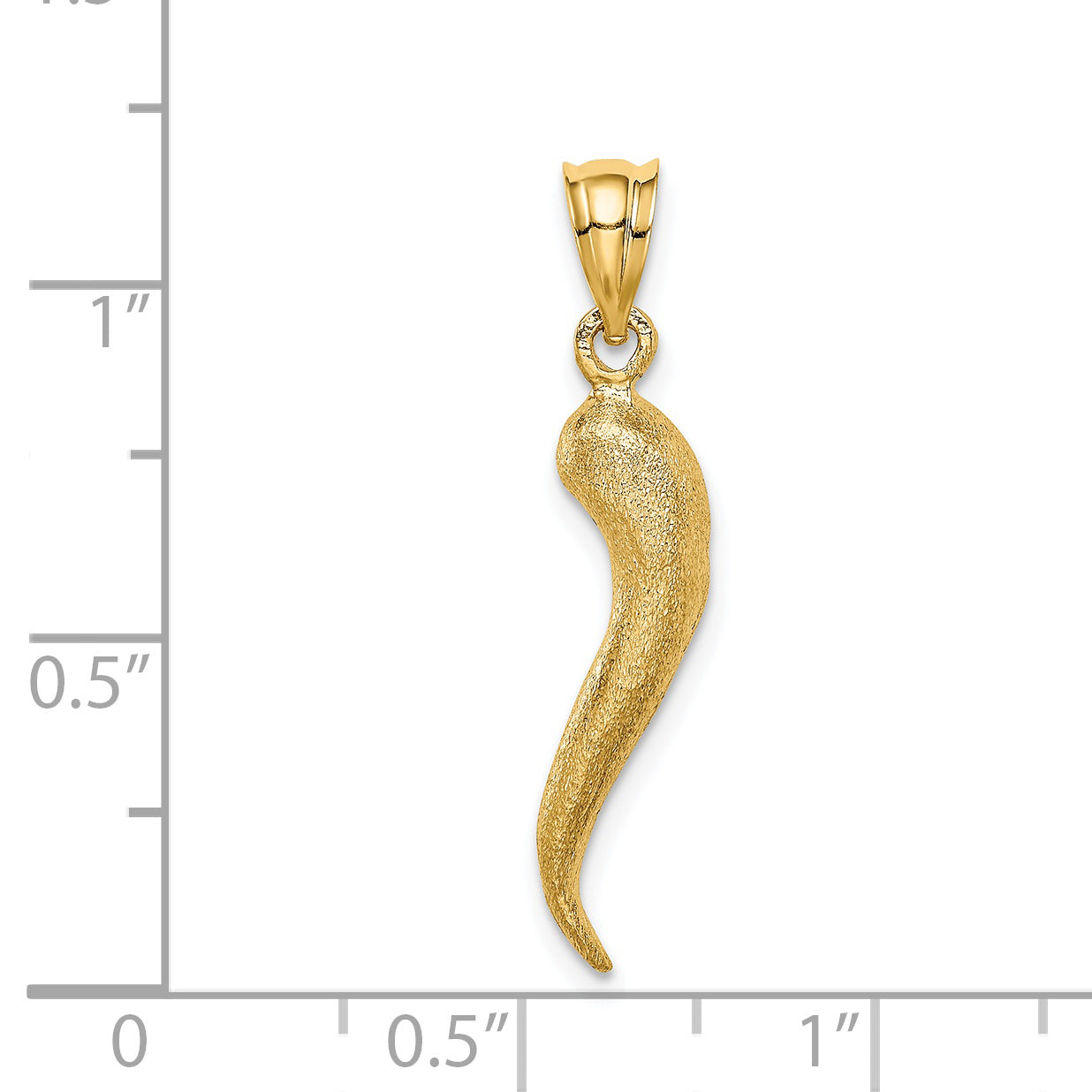 14K Brushed 3D Italian Horn Pendant