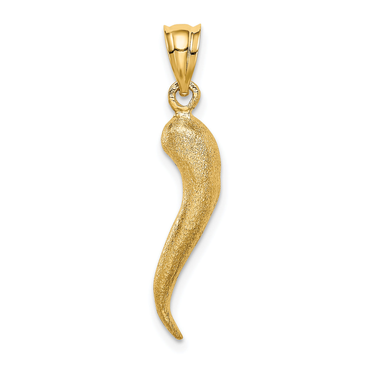 14K Brushed 3D Italian Horn Pendant