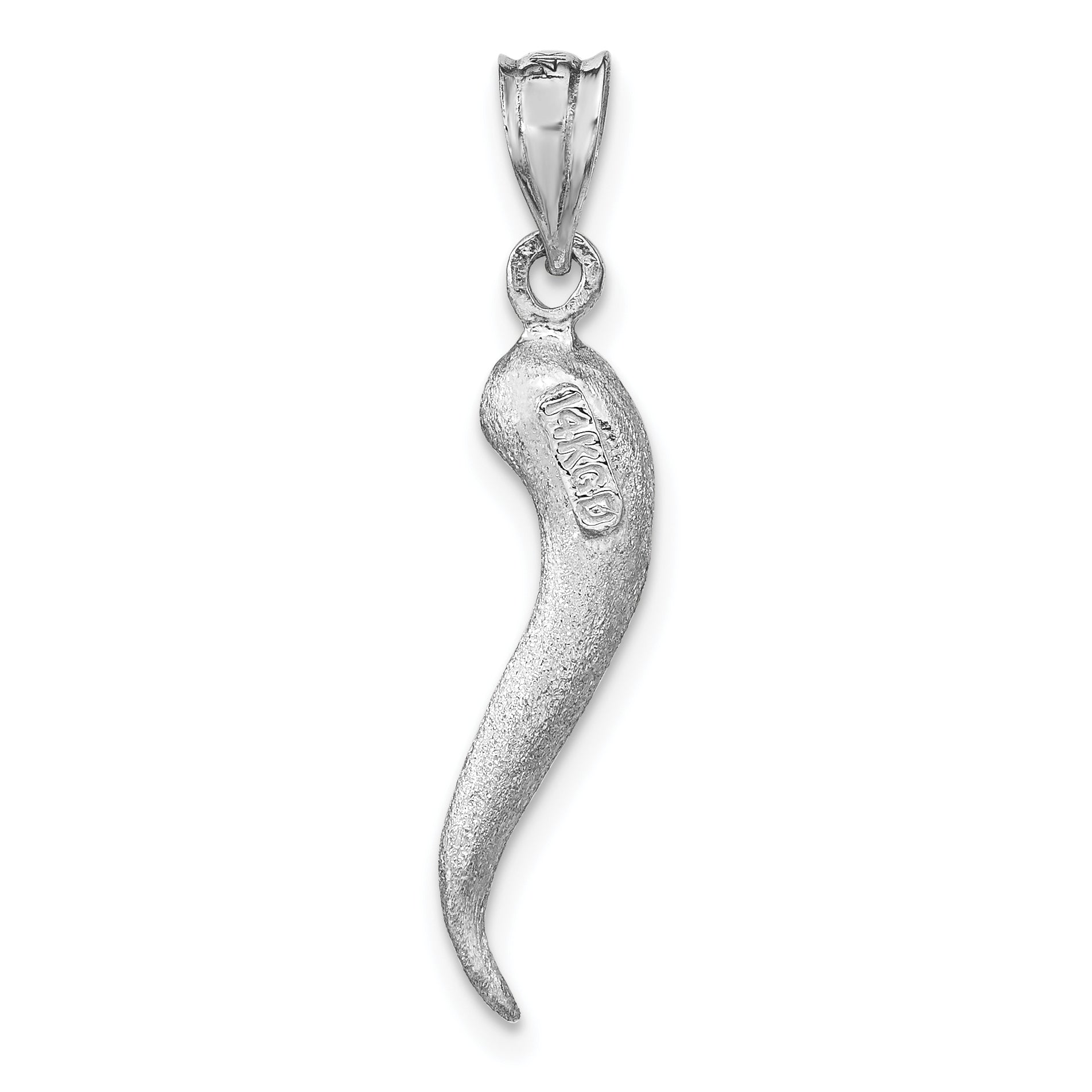 14K White Brushed 3D Italian Horn Pendant