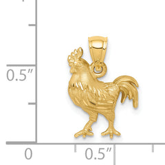 14k Satin D/C Rooster Pendant