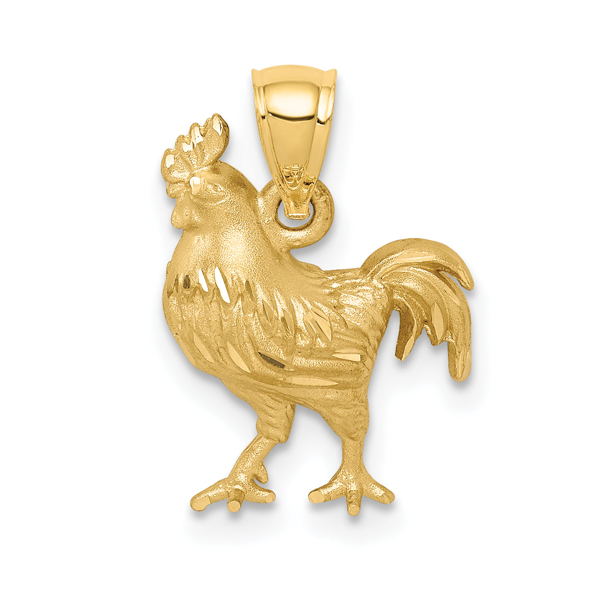 14k Satin D/C Rooster Pendant