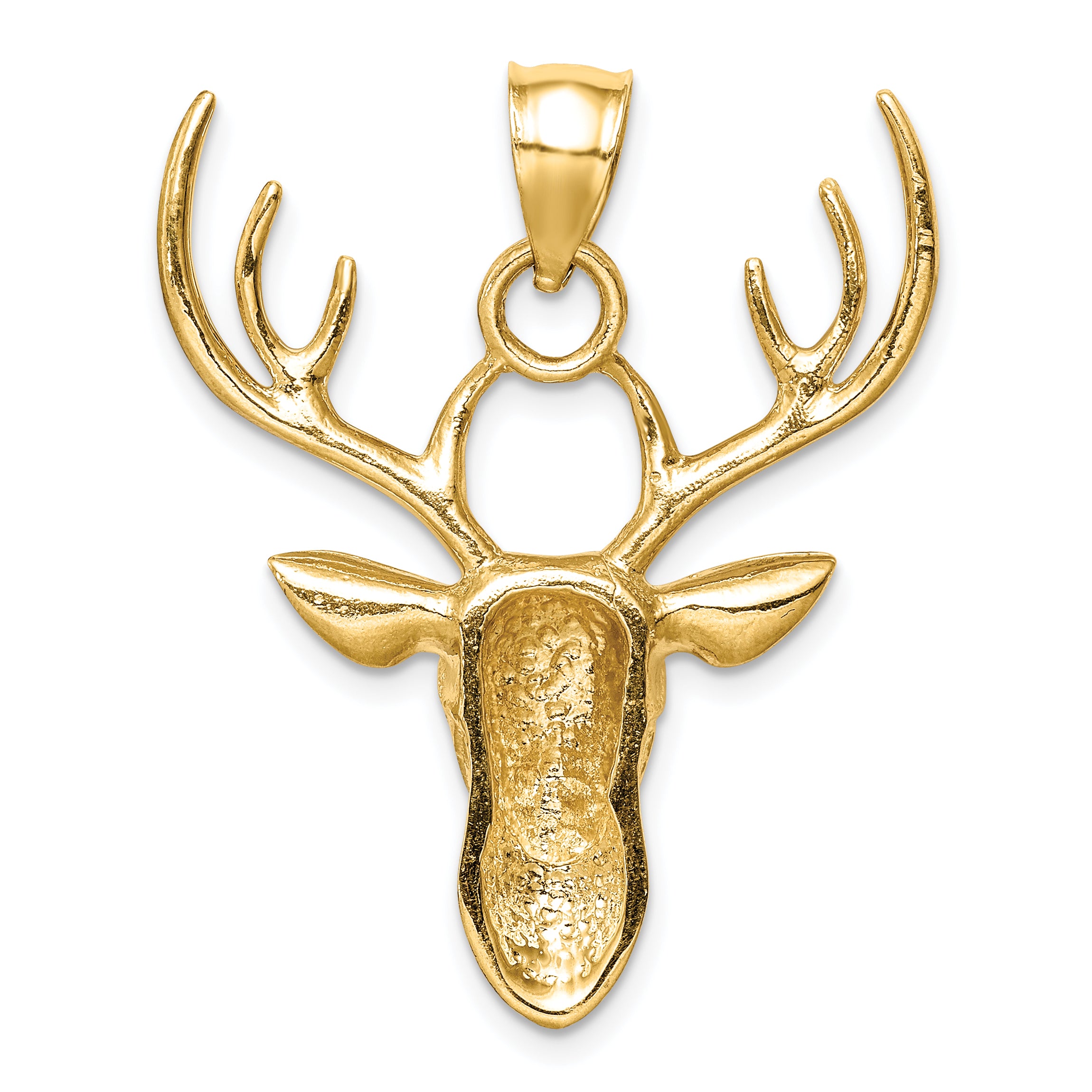 14K Polished Deer Head Pendant