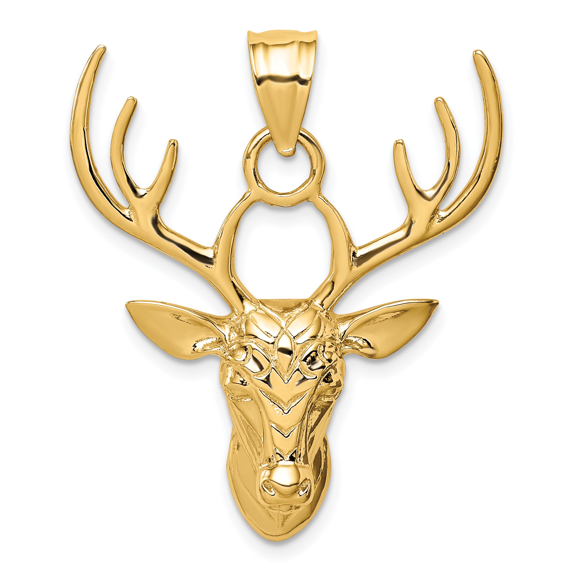 14K Polished Deer Head Pendant