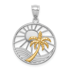 14K Two-tone Polished Sunset Pendant