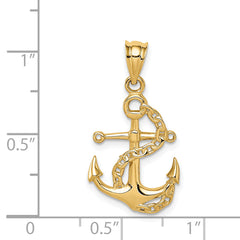 14K Polished Anchor & Chain Pendant