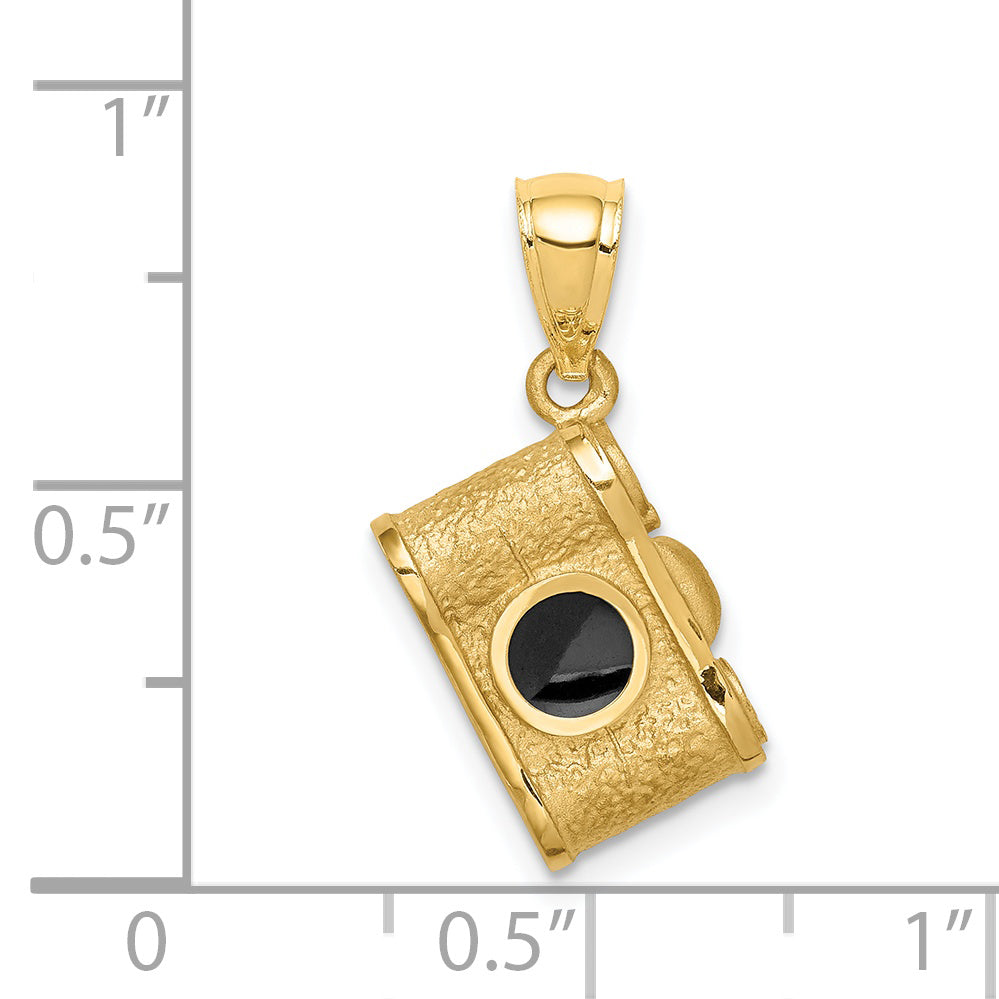 14K Brushed & Polished Enameled Camera Pendant