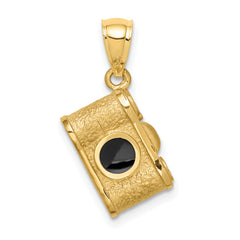 14K Brushed & Polished Enameled Camera Pendant