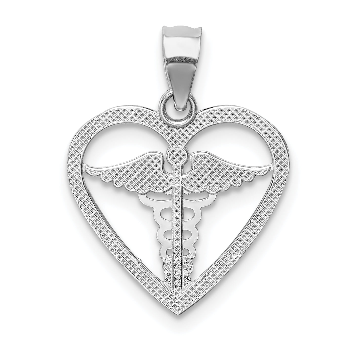 14K White Polished Medical Heart Pendant