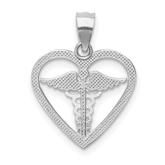 14K White Polished Medical Heart Pendant