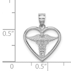 14K White Polished Medical Heart Pendant