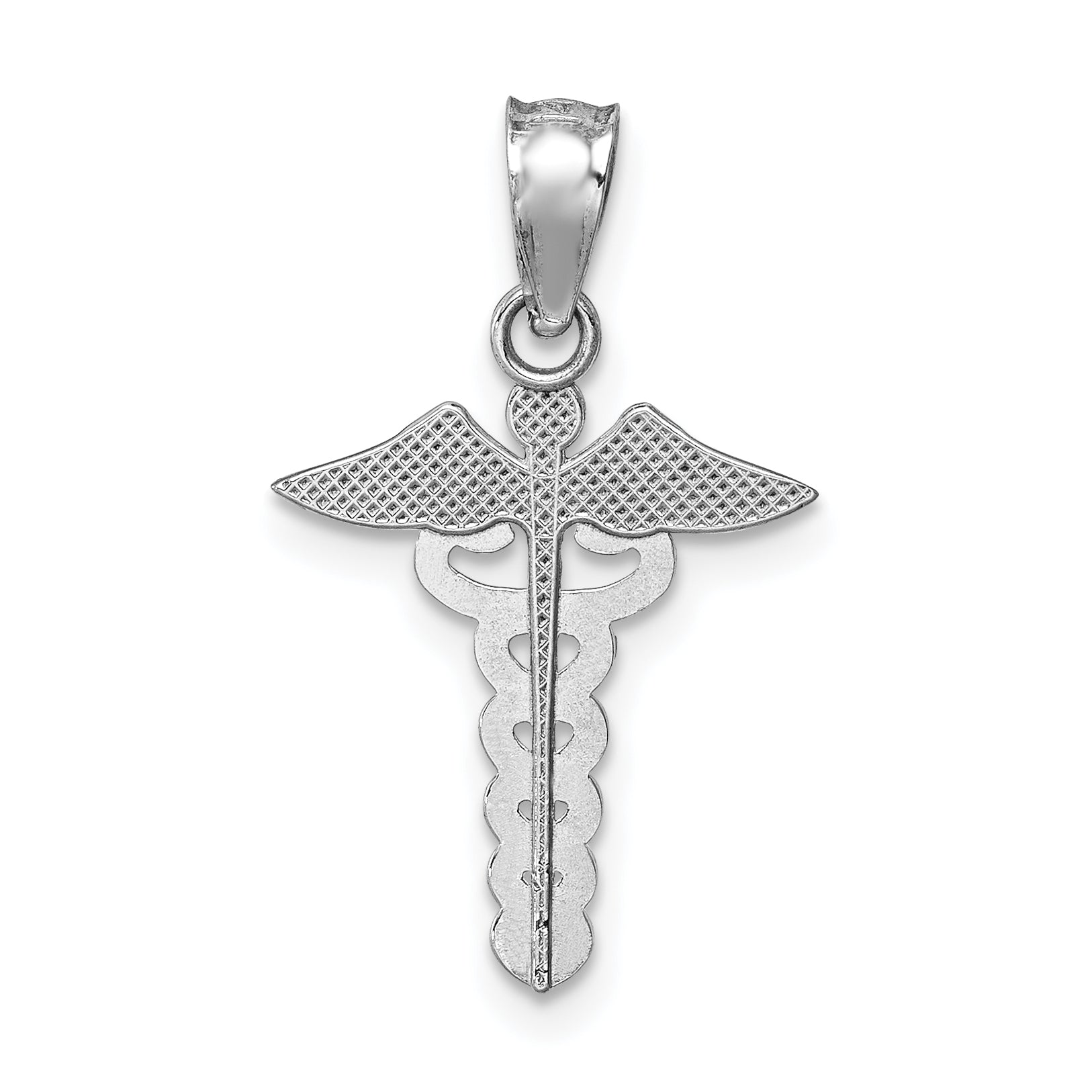 14K White Polished Medical Symbol Pendant