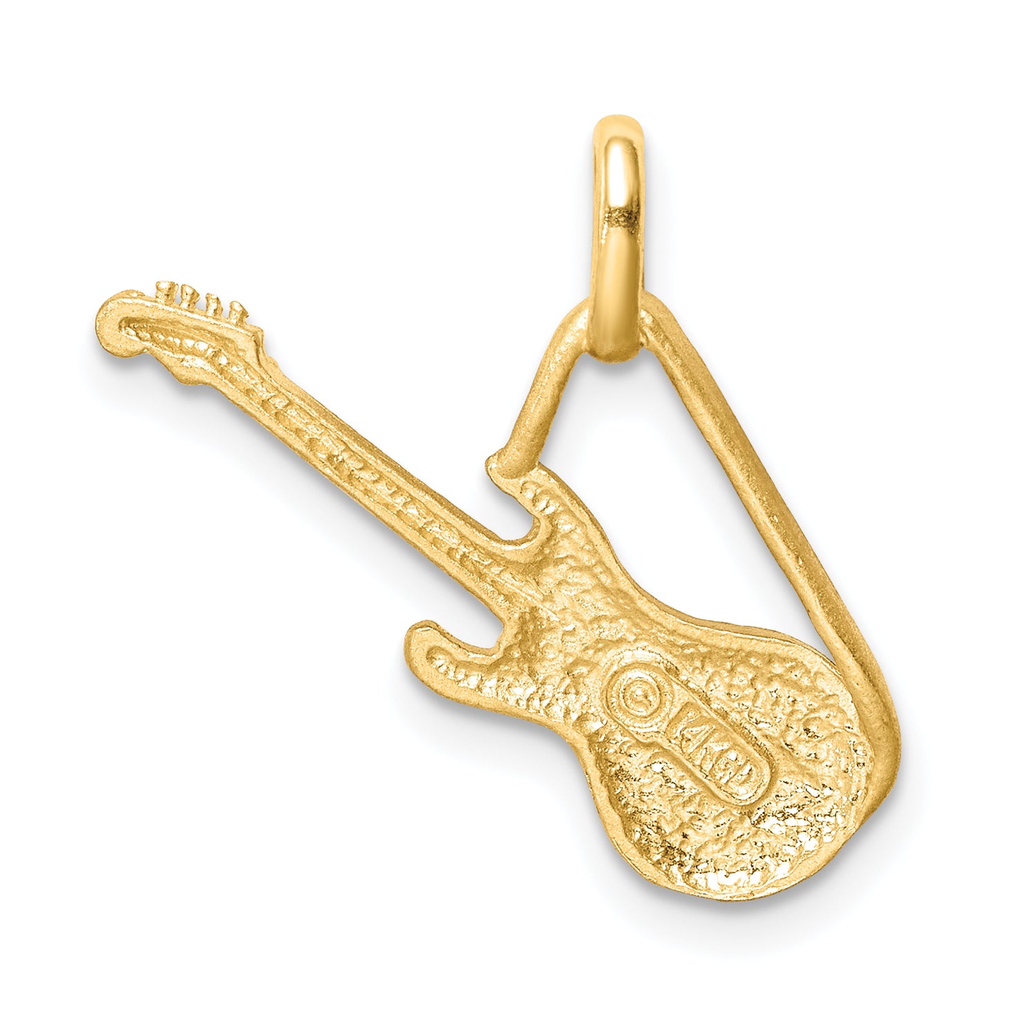 14K Brushed & Diamond-cut Guitar Pendant