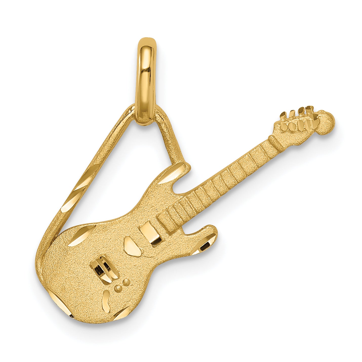 14K Brushed & Diamond-cut Guitar Pendant