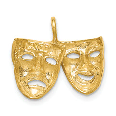 14K Polished Comedy/Tragedy Theater Masks Pendant