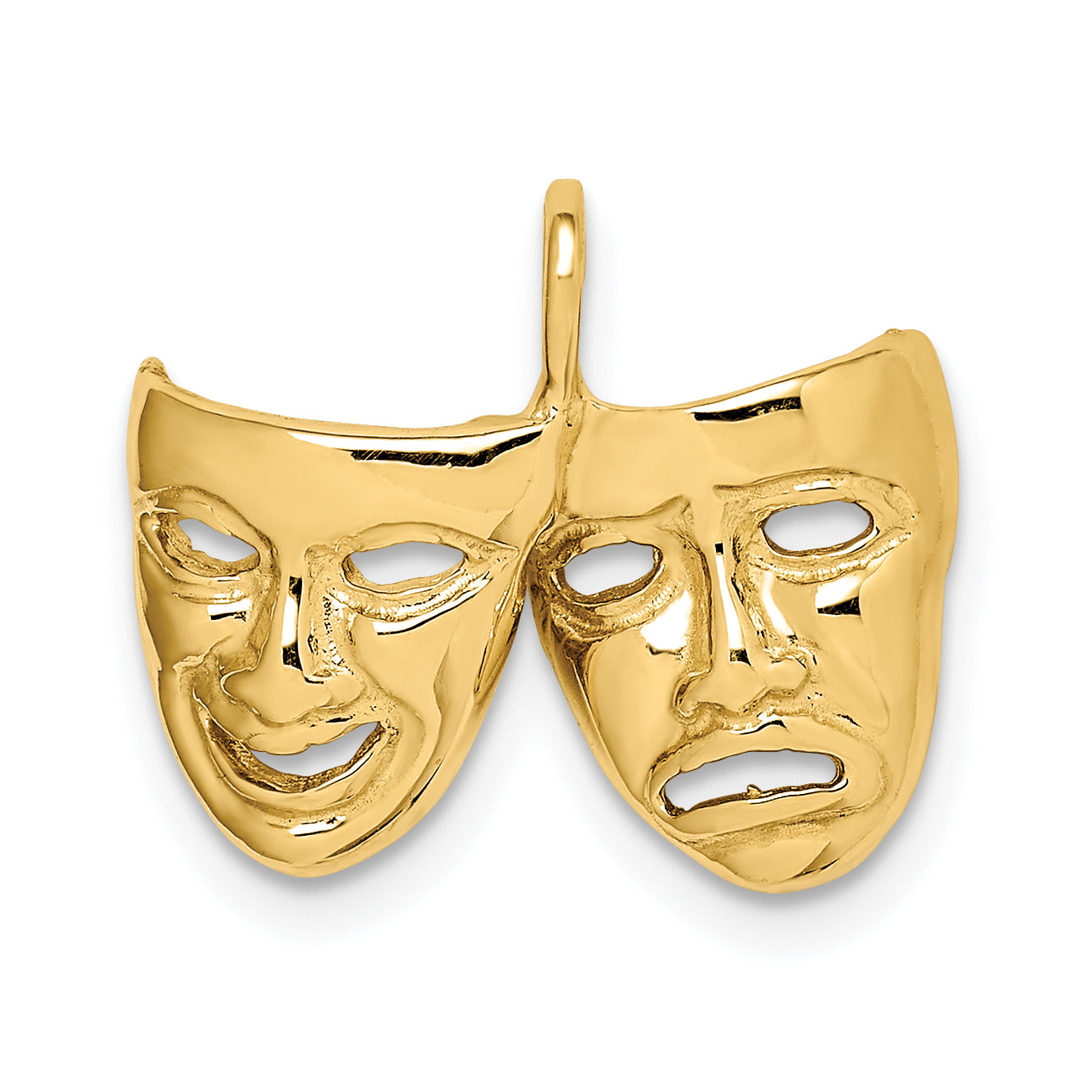 14K Polished Comedy/Tragedy Theater Masks Pendant