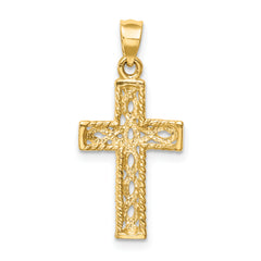 14K Polished Braided Cross Pendant