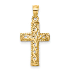 14K Polished Braided Cross Pendant