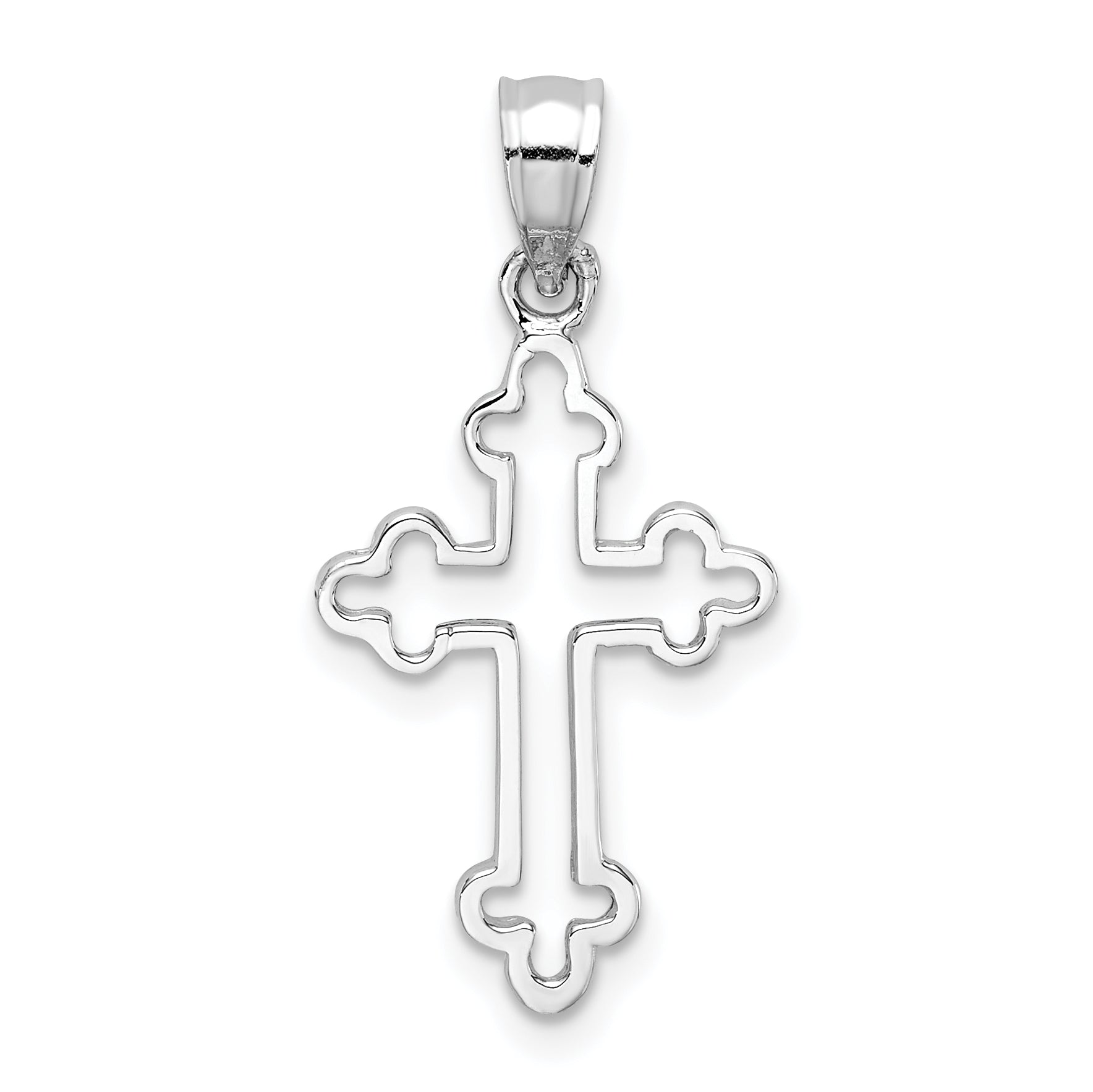 14K White Polished Cross Pendant