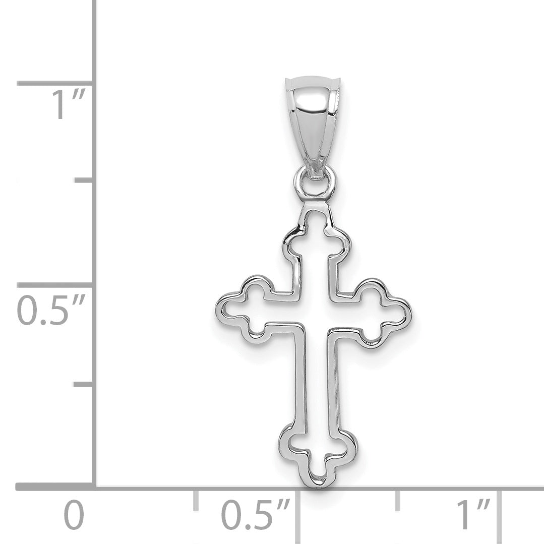 14K White Polished Cross Pendant