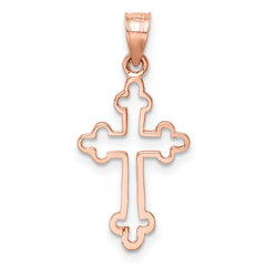 14K Rose Polished Cross Pendant