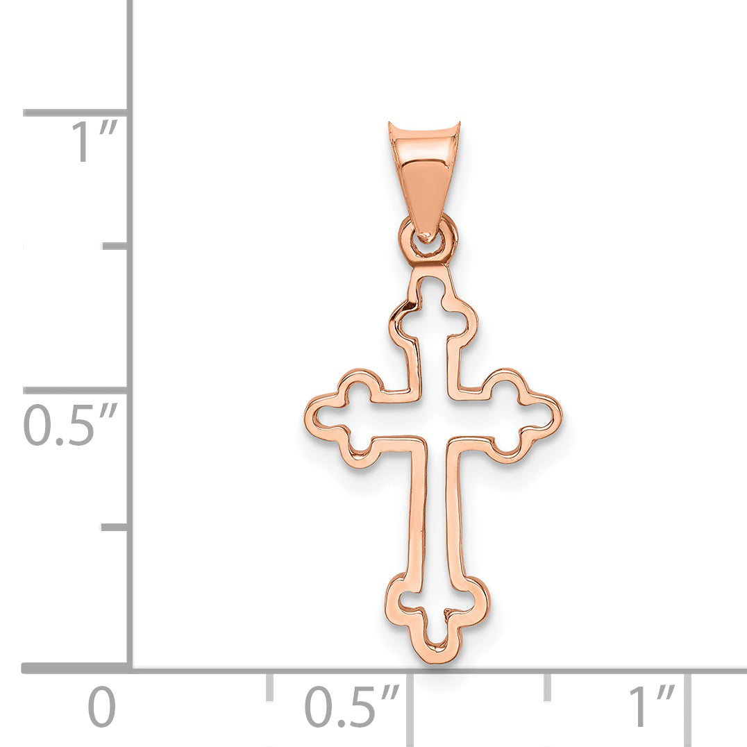 14K Rose Polished Cross Pendant